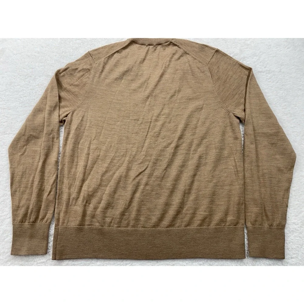 Brooks Brothers Saxxon Wool Sweater Mens‎ XL Tan Beige Lightweight Shirt V Neck